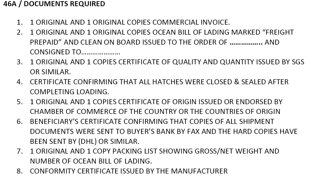 credit letter document required